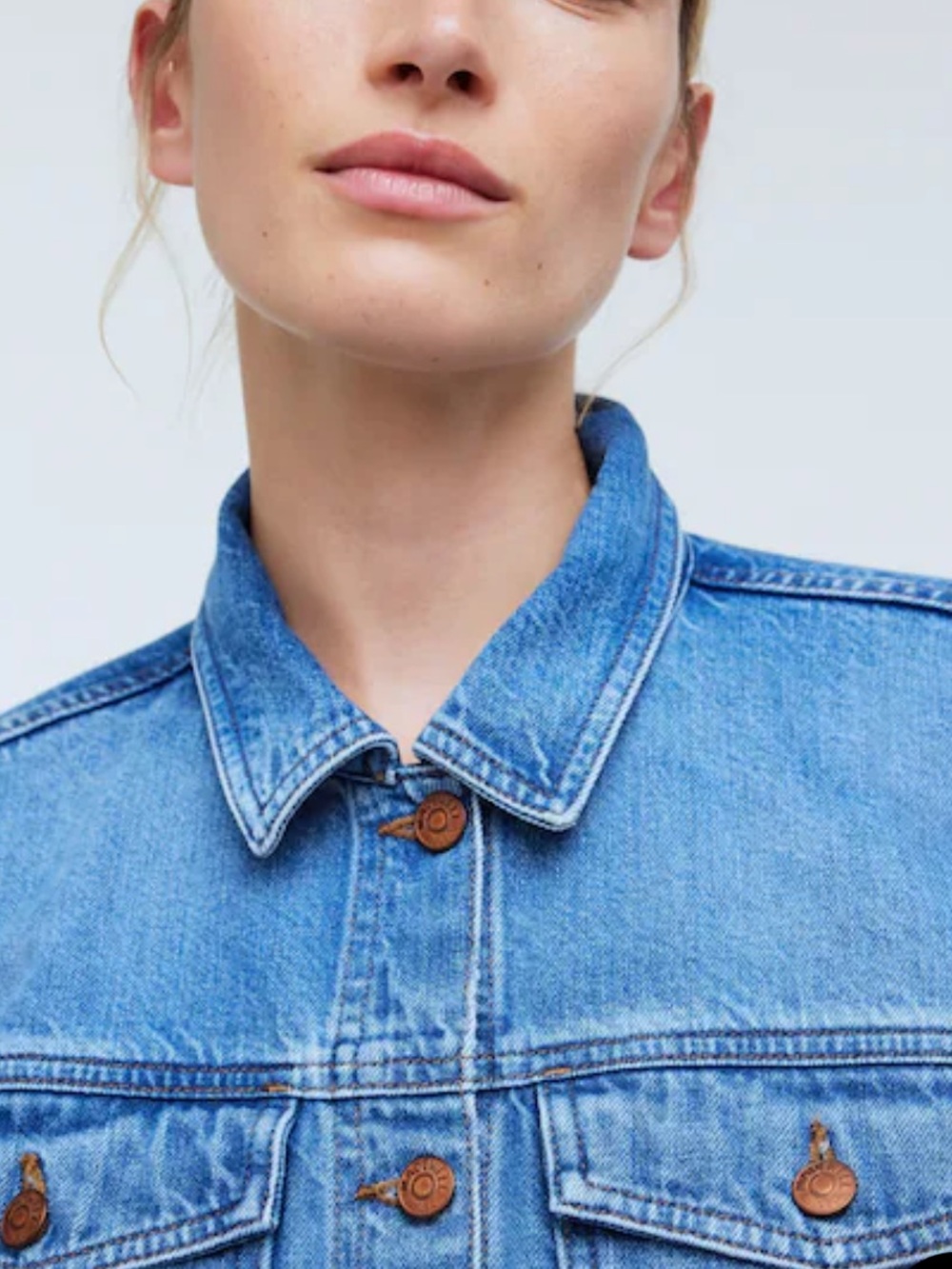 Madewell Button Front Cropped Denim Jacket, Size L, NWOT - Picture 6 of 7